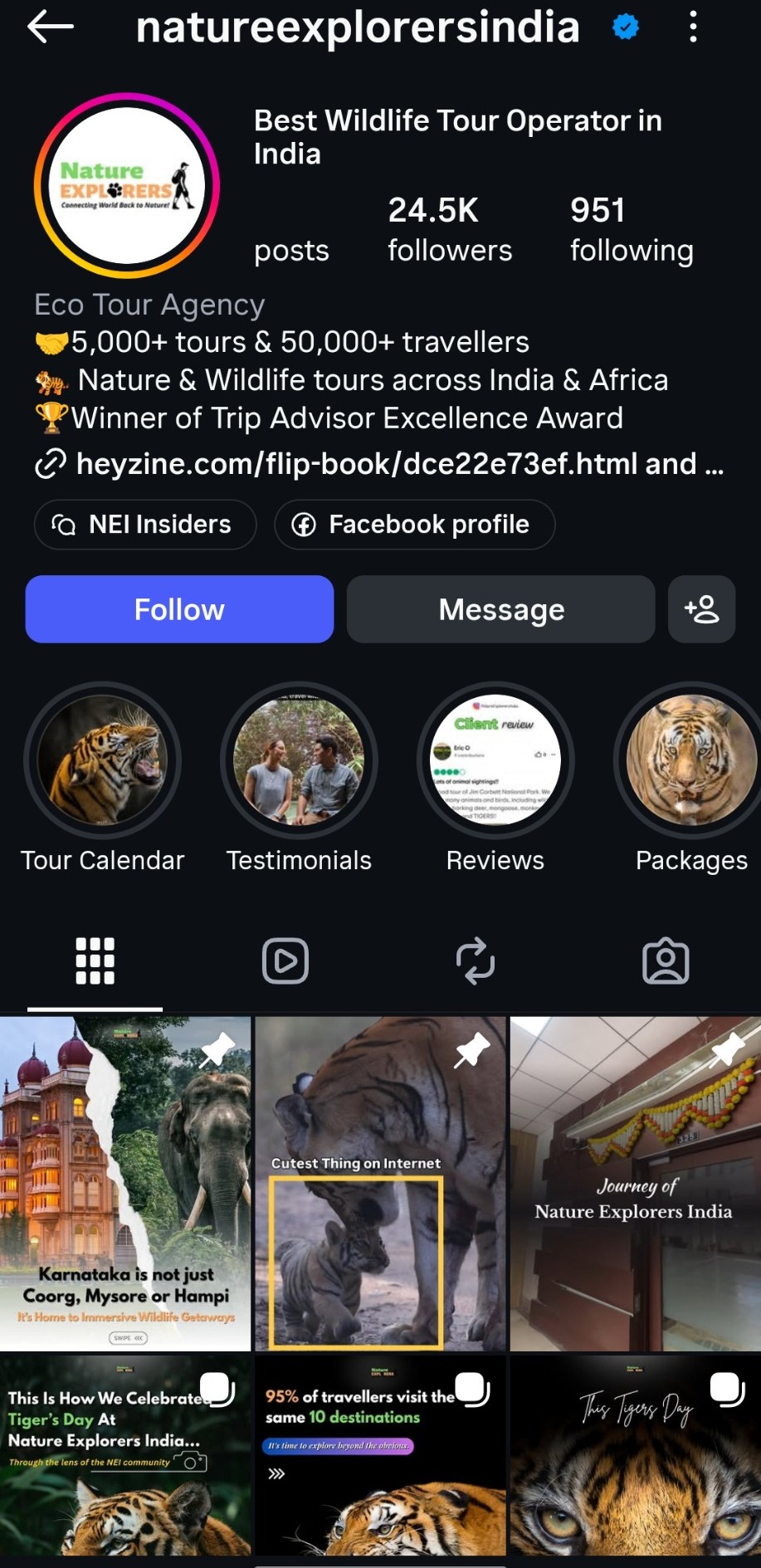 Nature Explorers India — Social Media Management project by Impressh